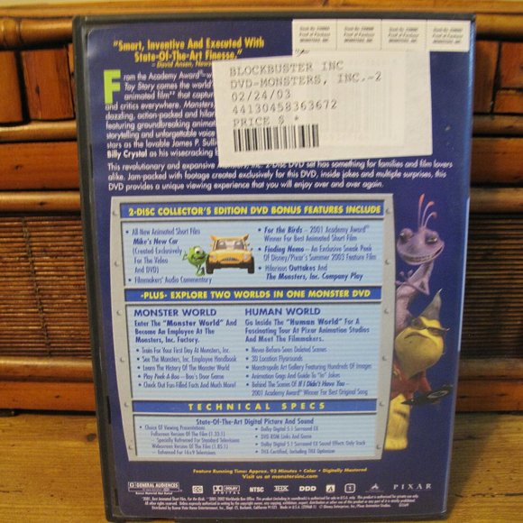 Monsters, Inc. Collectors Edition 2 Disc DVD - Widescreen and Full Screen - Picture 2 of 9